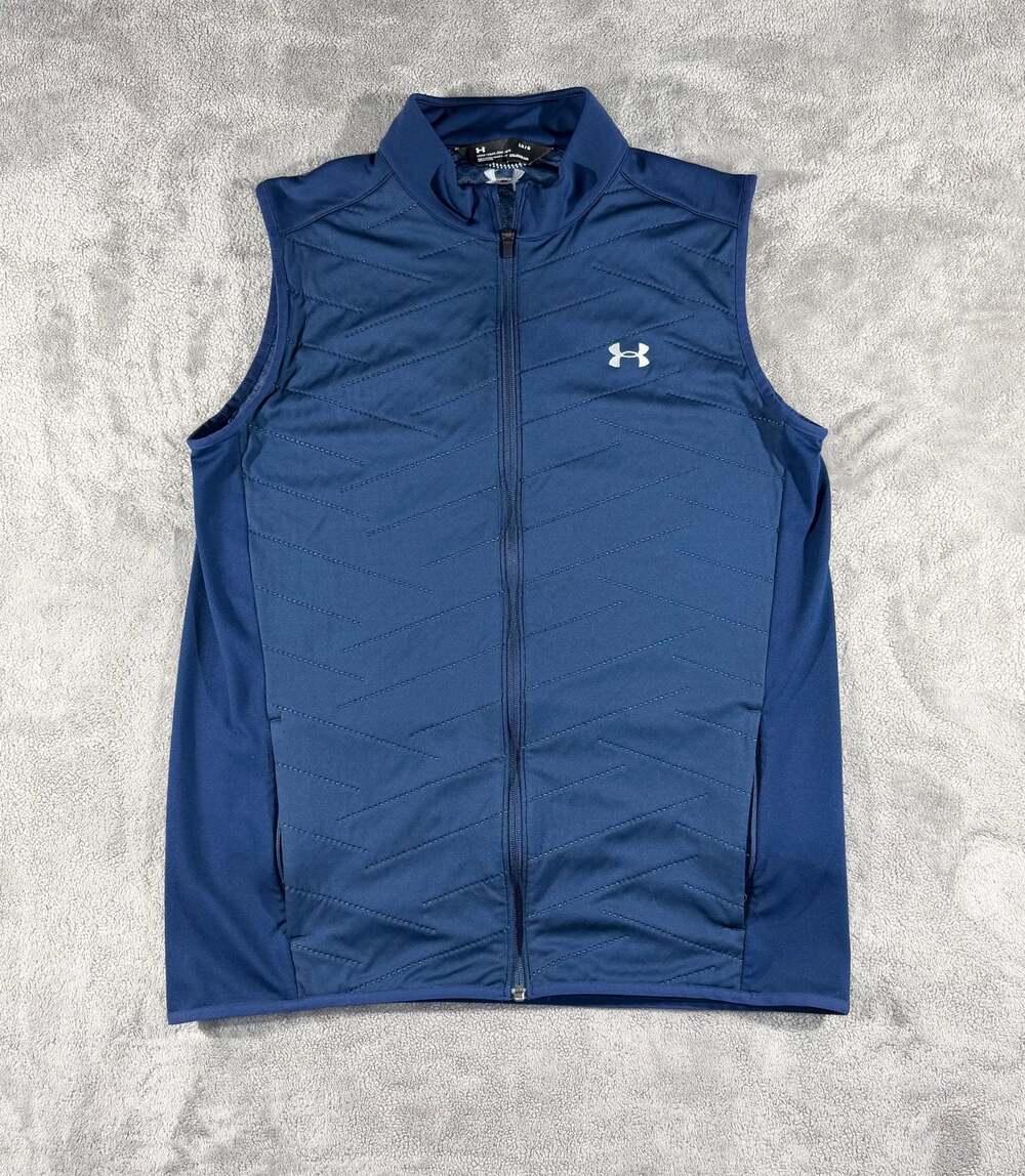 Under Armour Men's ColdGear Reactor Full Zip Vest Navy Blue Size Large